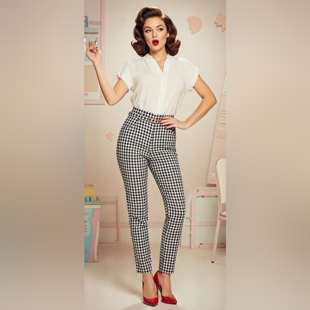 New Gingham Cigarette Pants, 1950s, size small